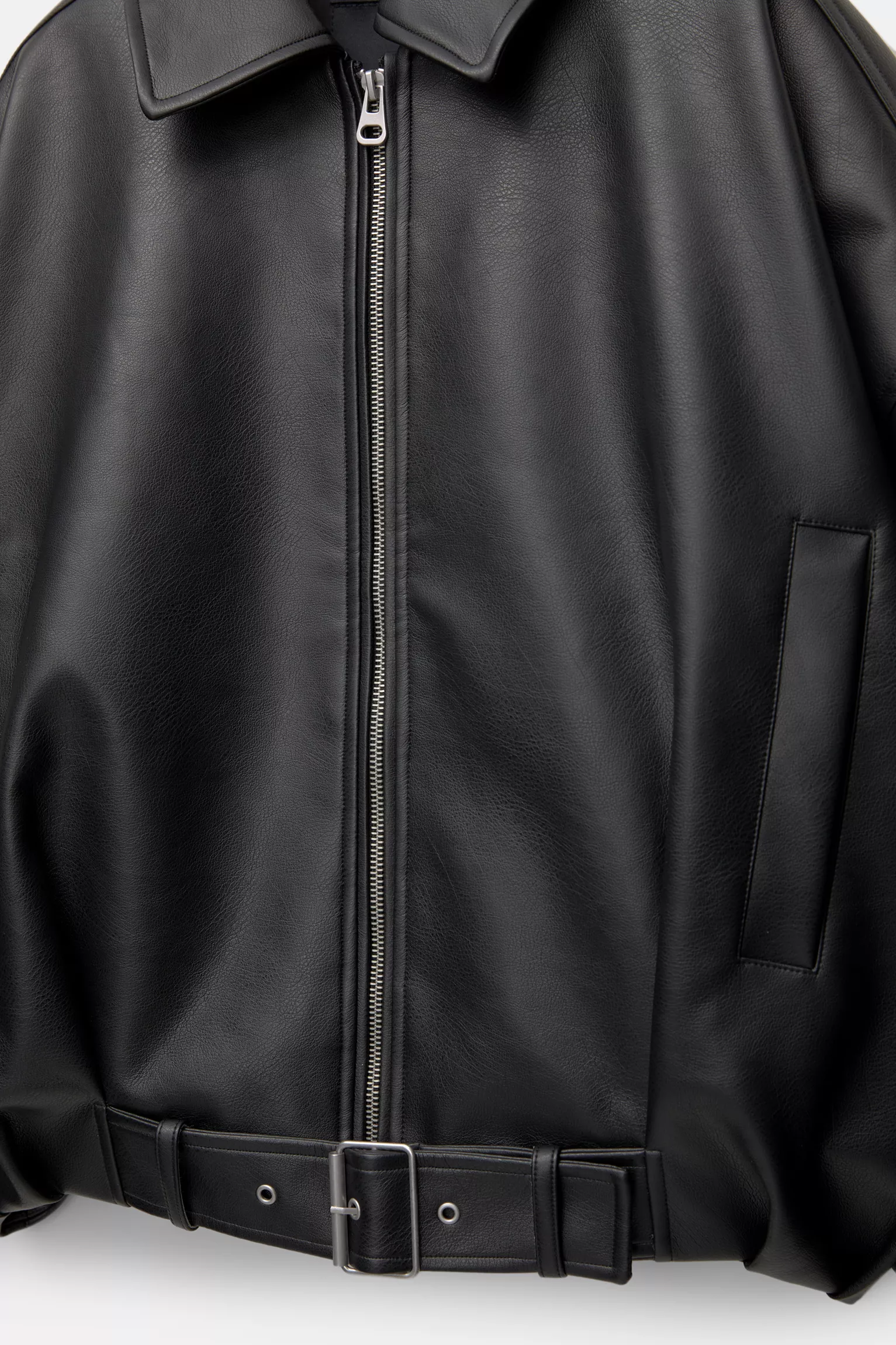 Faux leather bomber jacket - Noir