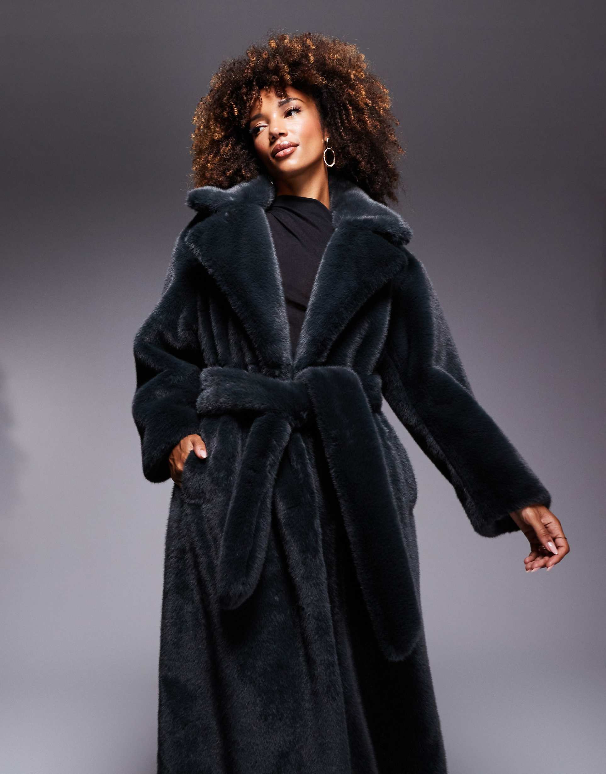 TESSA FUR COAT - FOREST GREEN