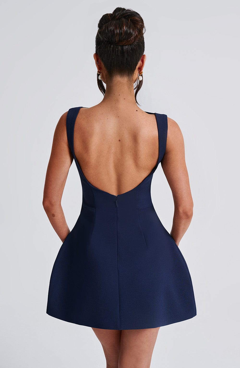 LILA BACKLESS MINI DRESS - NAVY