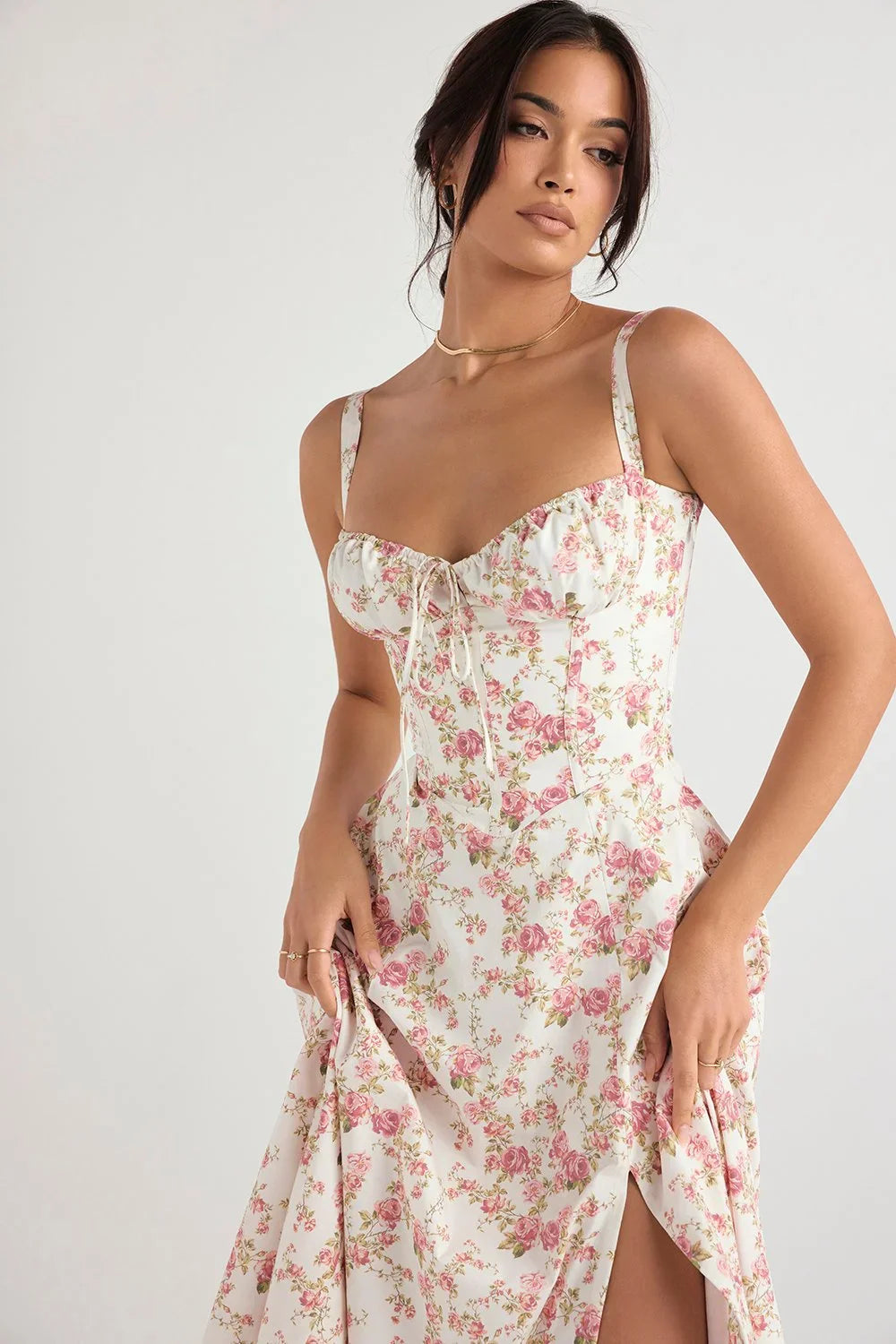 SUNHEART SUNSET LACE UP DRESS - FLORAL