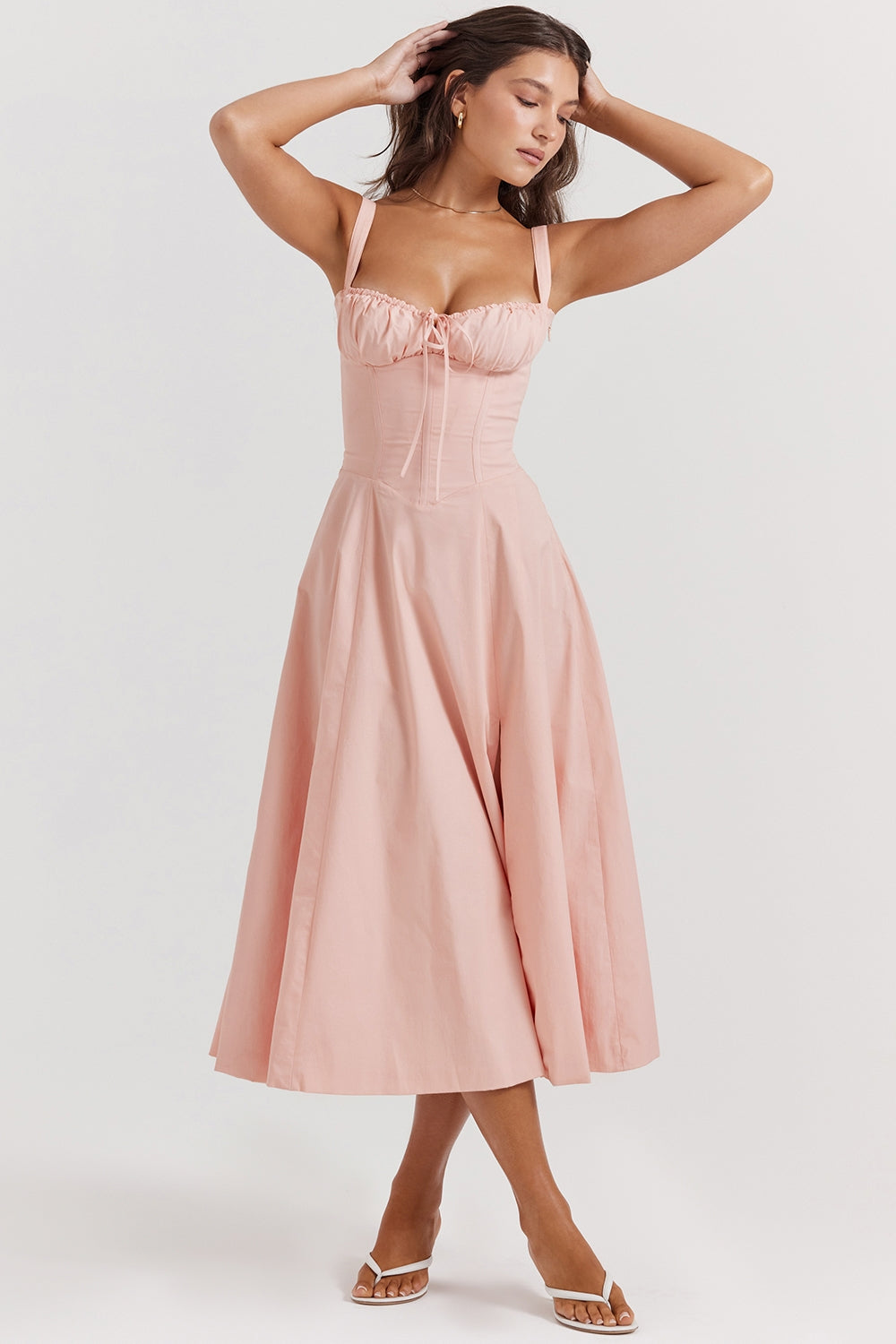 SUNHEART SUNSET LACE UP DRESS - PINK