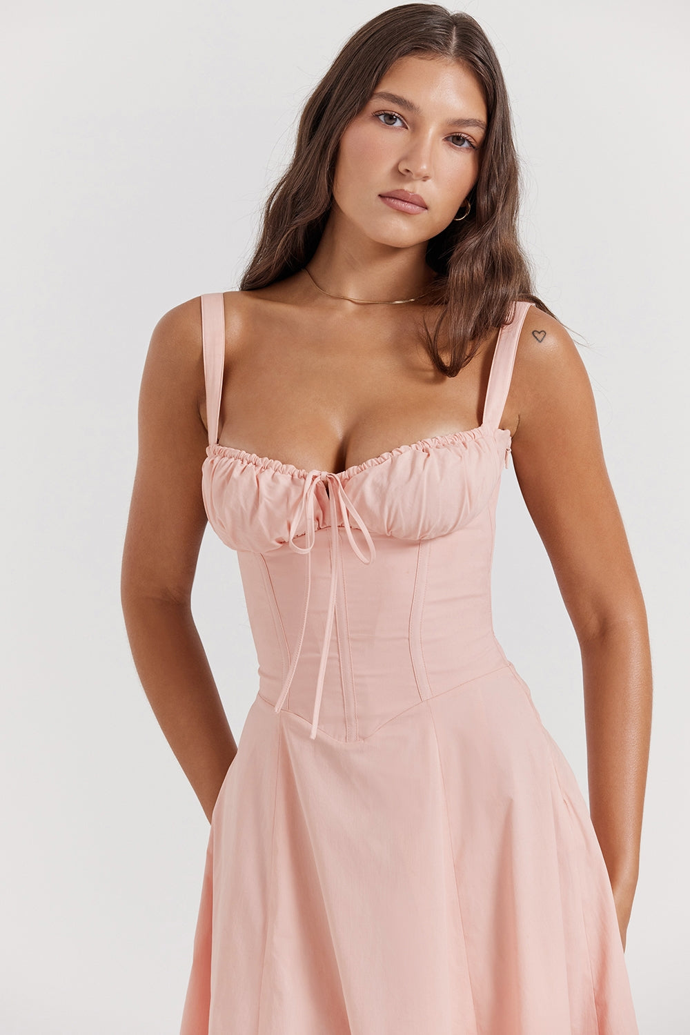 SUNHEART SUNSET LACE UP DRESS - PINK