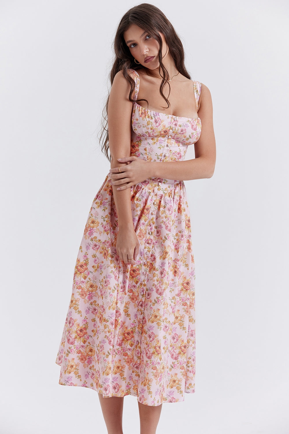 CRYSTAL MIDI DRESS - PINK MEADOW