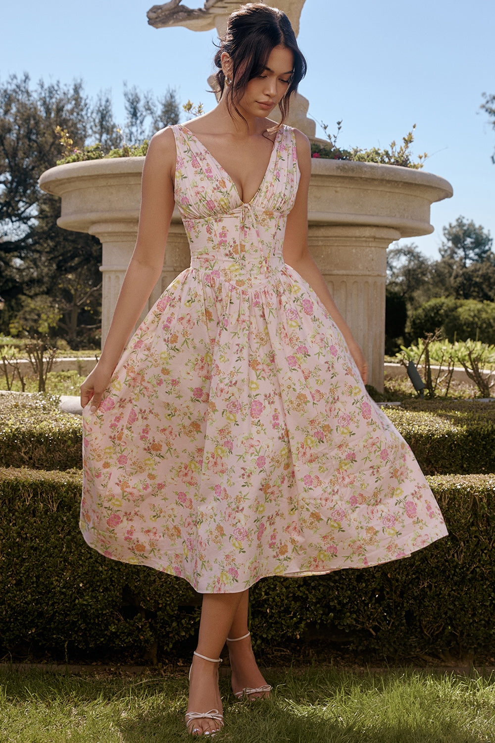 CRYSTAL MIDI DRESS - PINK MEADOW