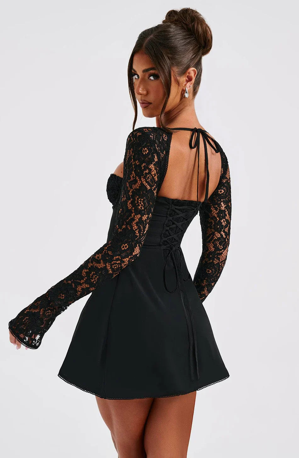 LIZA LACE MINI DRESS - BLACK