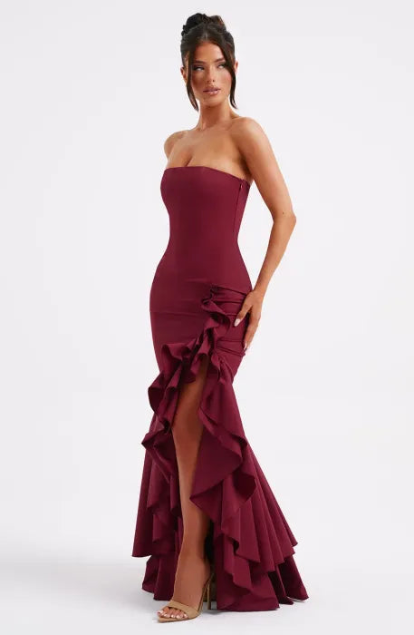 LILITH MAXI DRESS - BURGUNDY