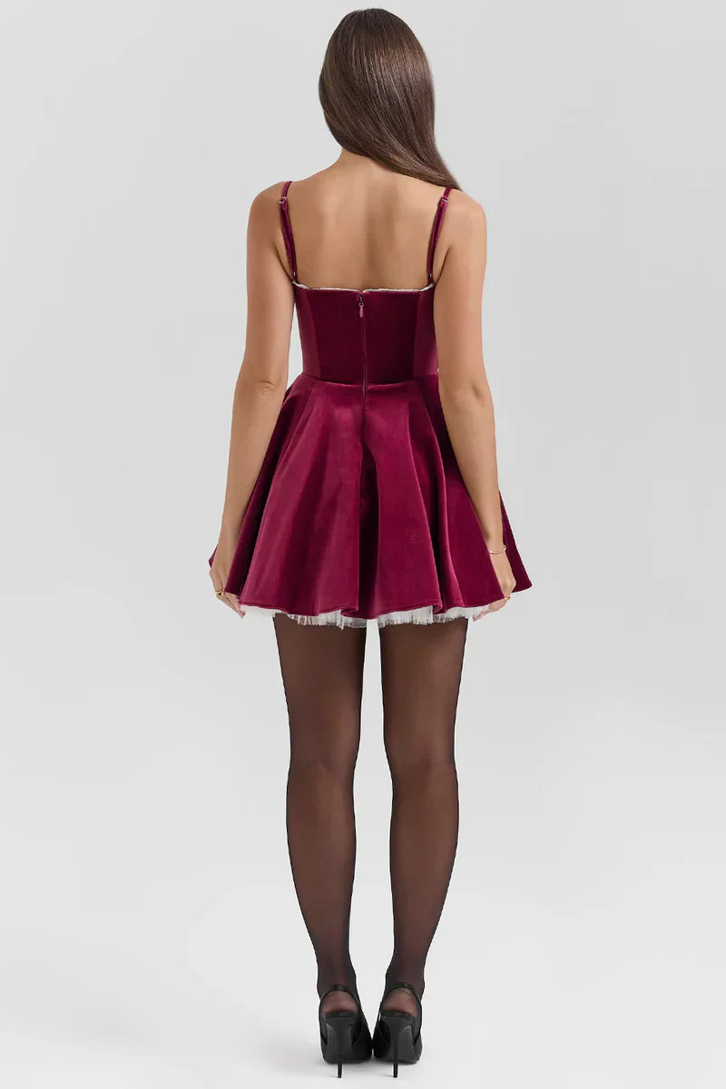 SELENA MINI DRESS - BURGUNDY