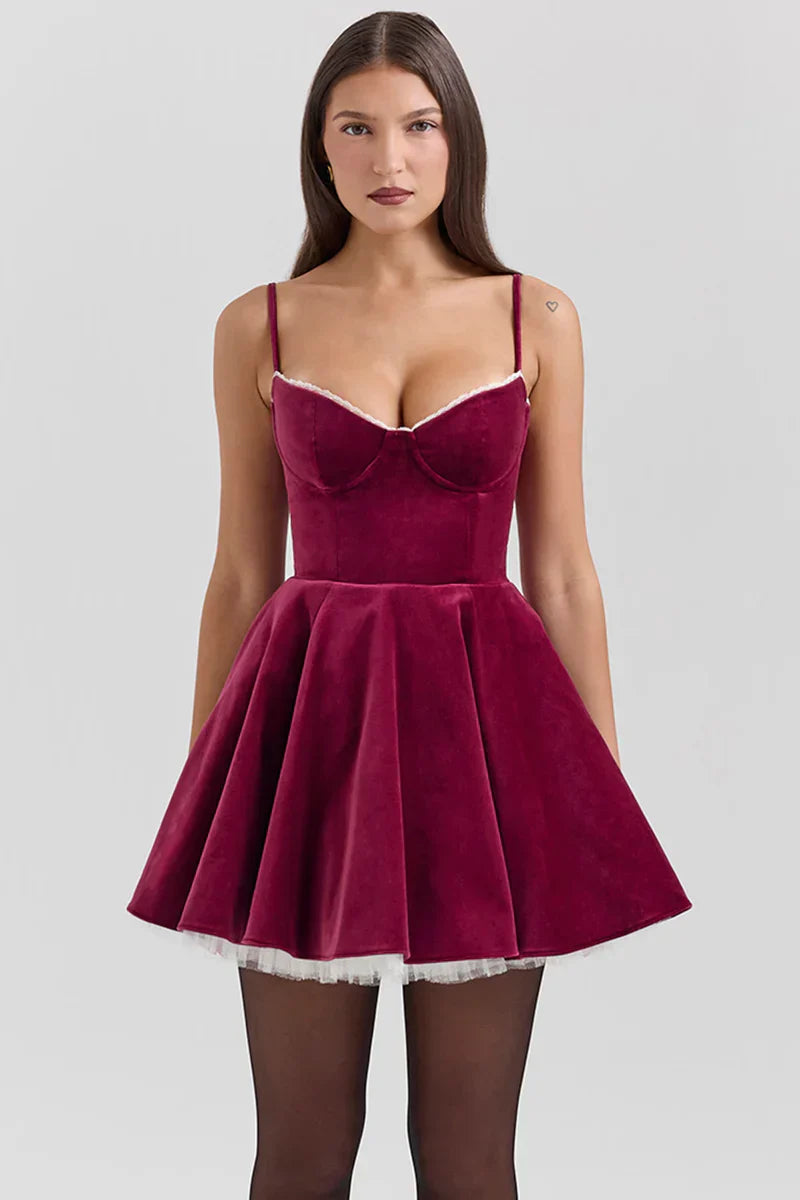 SELENA MINI DRESS - BURGUNDY